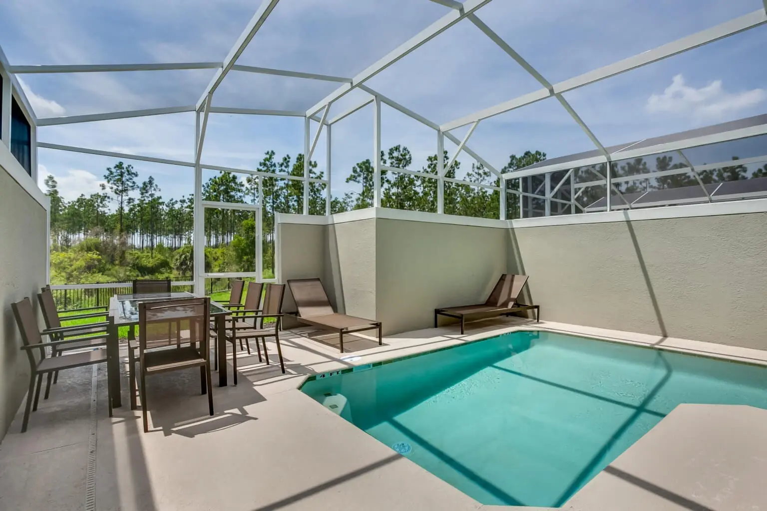 Private screened pool at 290 Ocean Course Ave